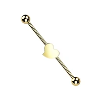 316L Surgical Steel Gold PVD Flat Fixed Heart Shape Industrial Barbell