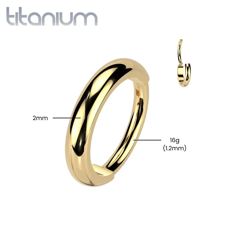 Implant Grade Titanium Gold PVD Thick Hinged Helix Cartilage Clicker Hoop