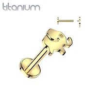 Implant Grade Titanium Gold PVD Internally Threaded Elephant Flat Back Labret
