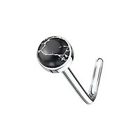 316L Surgical Steel L Shape Semi Precious Onyx Stone Nose Stud