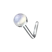 316L Surgical Steel L Shape Semi Precious Opalite Stone Nose Stud