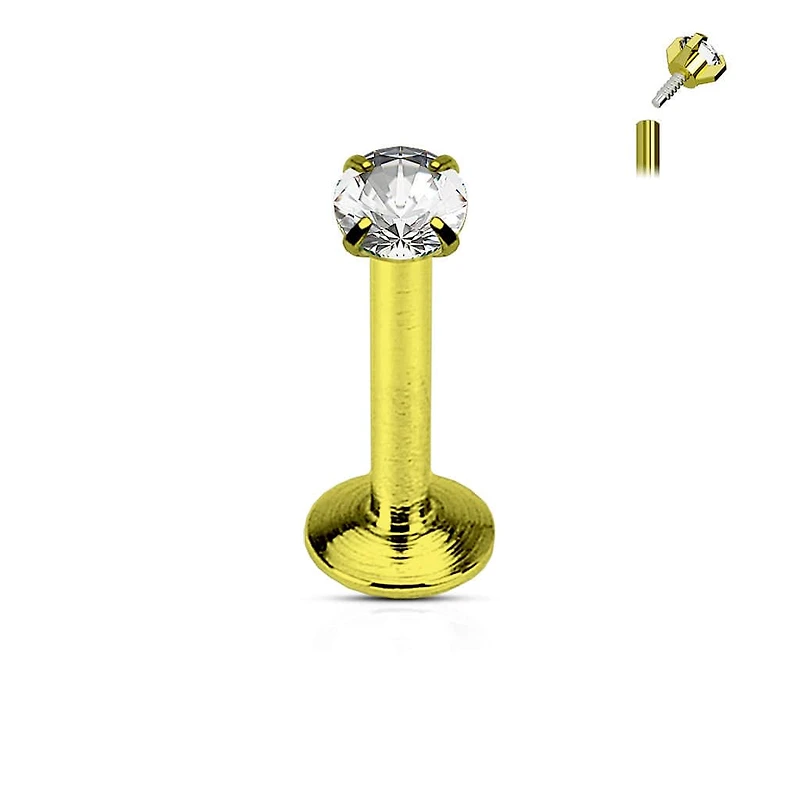 316L Gold Titanium IP Surgical Steel Flat Back Internally Threaded Labret