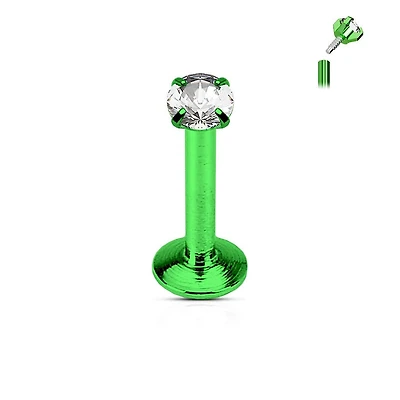 316L Green Titanium IP Surgical Steel Flat Back Internally Threaded Labret