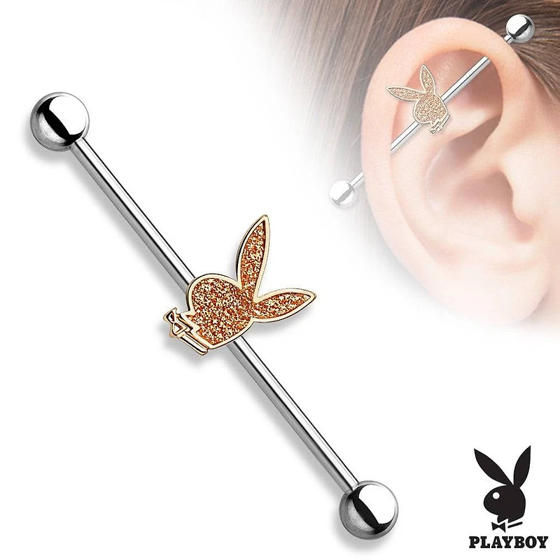 316L Surgical Sand Paper Playboy Straight Industrial Barbell