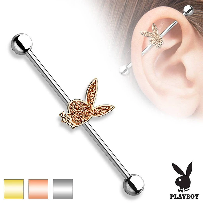 316L Surgical Sand Paper Playboy Straight Industrial Barbell