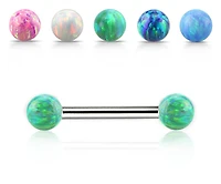 316L Surgical Steel 14ga Straight Barbell with 5mm Opal Balls