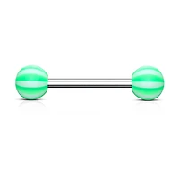 316L Surgical Steel Acrylic Green Beach Ball Straight Barbell