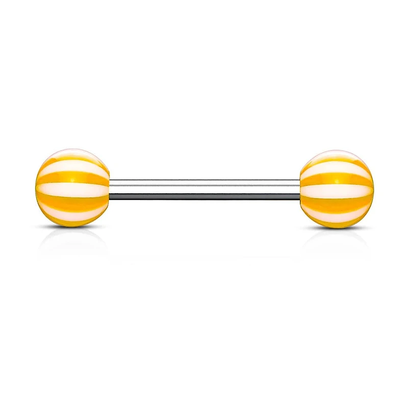 316L Surgical Steel Acrylic Orange Beach Ball Straight Barbell