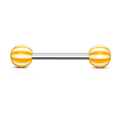 316L Surgical Steel Acrylic Orange Beach Ball Straight Barbell