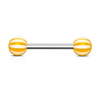 316L Surgical Steel Acrylic Orange Beach Ball Straight Barbell