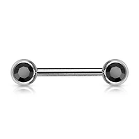 316L Surgical Steel CZ Ball Gem Nipple Ring Barbell