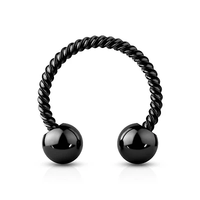 316L Surgical Steel Black PVD Twisted Rope Horseshoe