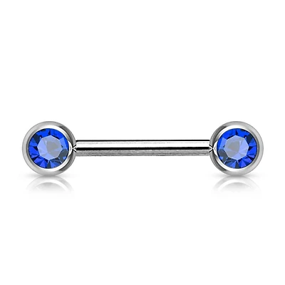 316L Surgical Steel CZ Ball Gem Nipple Ring Barbell