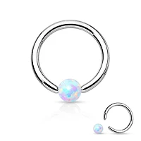 316L Surgical Steel Captive Bead Ring with Opal Ball