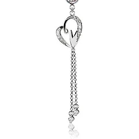 316L Surgical Steel CZ Heart with Hanging Gemmed Chain Dangle Belly Ring