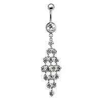 316L Surgical Steel Diamond Chandelier Dangle Belly Ring