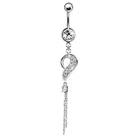 316L Surgical Steel Diamond Swirl Dangle Belly Ring