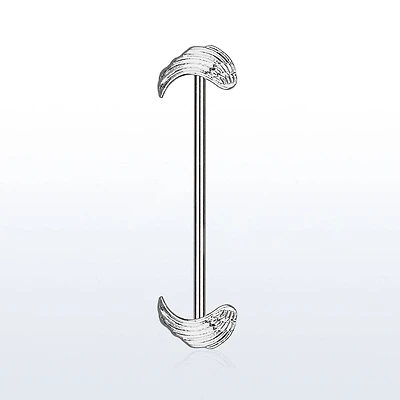 316L Surgical Steel Double Angel Wing Industrial Straight Barbell