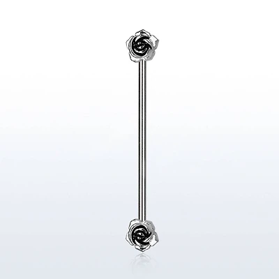 316L Surgical Steel Double Flower Front Facing Flower Industrial Barbell