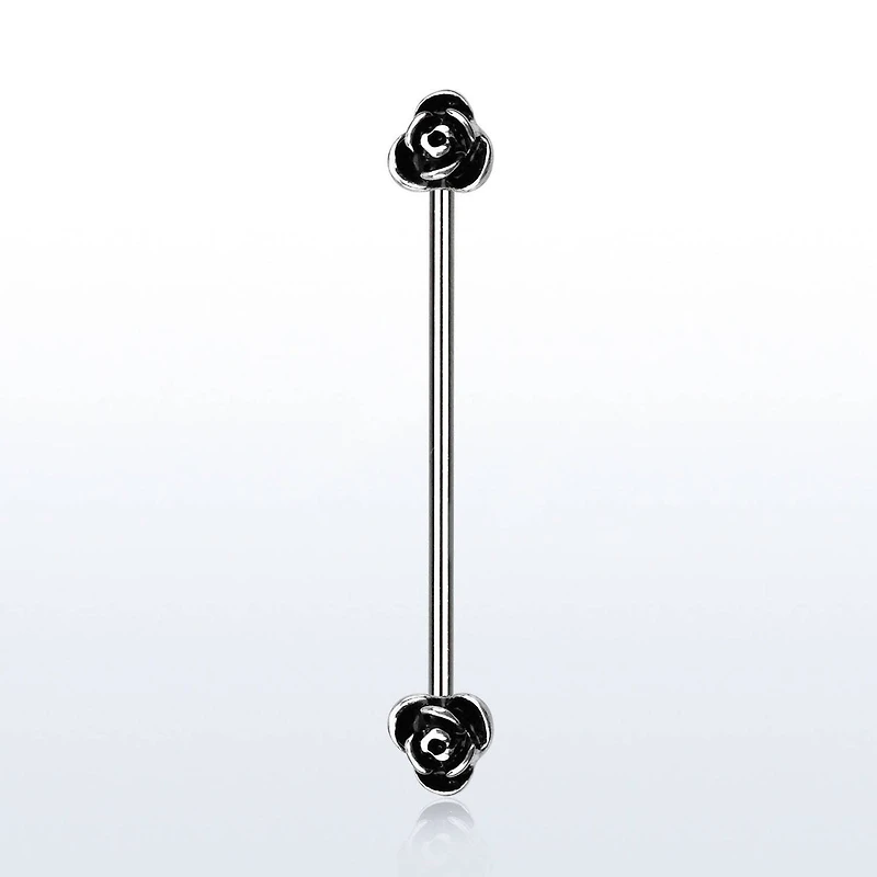 316L Surgical Steel Double Flower Industrial Barbell