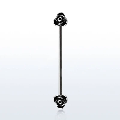 316L Surgical Steel Double Flower Industrial Barbell