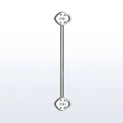 316L Surgical Steel Double Heart Lock Industrial Straight Barbell