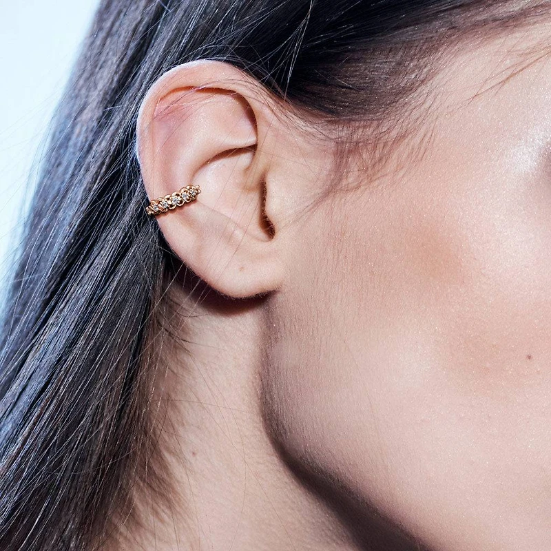 316L Surgical Steel Easy Bend Multi Use Filigree White CZ Hoop