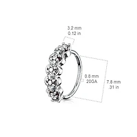 316L Surgical Steel Easy Bend Multi Use Filigree White CZ Hoop