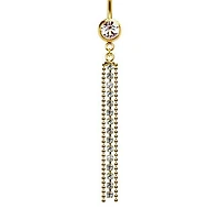 316L Surgical Steel Gold PVD Elegant Triple CZ Tassel Dangle Belly Ring