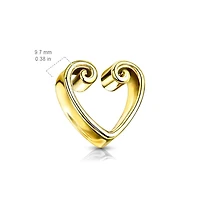 316L Surgical Steel Gold PVD Heart Shaped Double Flared Tunnels