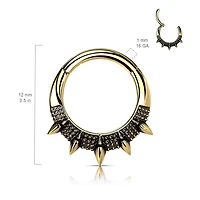 316L Surgical Steel Gold PVD Spike Design Septum Daith Clicker Hoop
