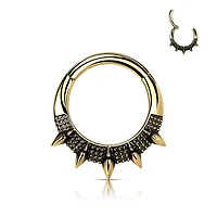 316L Surgical Steel Gold PVD Spike Design Septum Daith Clicker Hoop