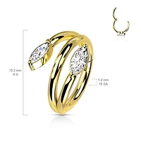 316L Surgical Steel Gold PVD Spiral Vine Hinged Hoop Clicker