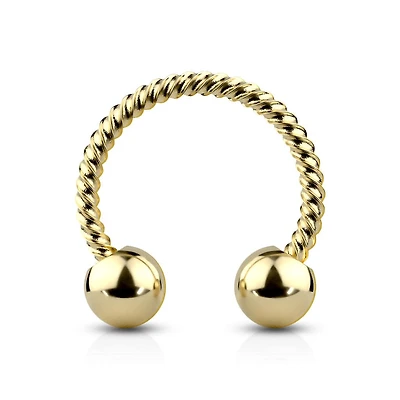 316L Surgical Steel Gold PVD Twisted Rope Horseshoe
