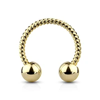 316L Surgical Steel Gold PVD Twisted Rope Horseshoe