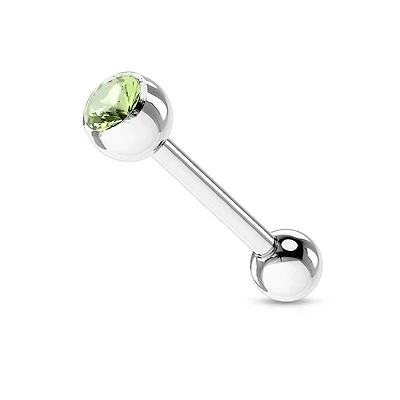 316L Surgical Steel Gem Straight Barbell Tongue Ring