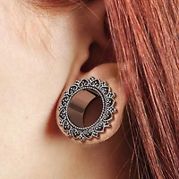 316L Surgical Steel Heart Filigree Screw On Ear Tunnels