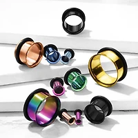316L Surgical Steel High Polished Gold PVD Single Flared Ear Gauges Tunnels