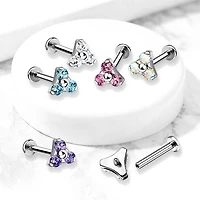 316L Surgical Steel Internally Threaded Triangle CZ Labret