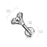 316L Surgical Steel Internally Threaded Triangle CZ Labret