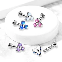 316L Surgical Steel Internally Threaded Opal Triangle CZ Labret