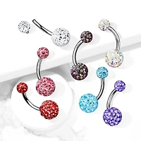 316L Surgical Steel Internally Threaded Red Shamballa Coated CZ Belly Ring