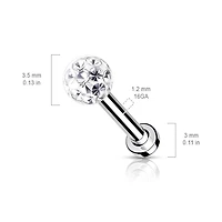 316L Surgical Steel Internally Threaded White Epoxy Coated Shamballa Labret