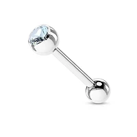 316L Surgical Steel Light Blue Gem Straight Barbell Tongue Ring