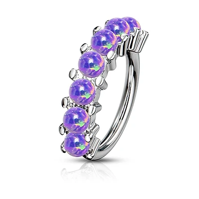 316L Surgical Steel Multi Use Easy Bend Purple Opal Hoop