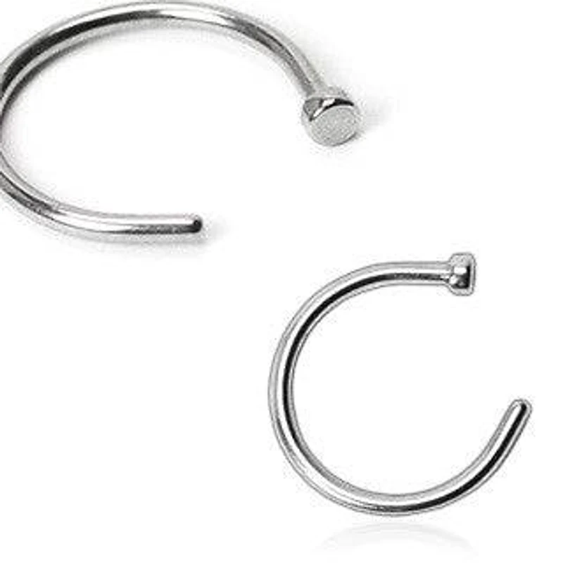 316L Surgical Steel Open Ended Nose Ring Half Hoop with Stopper