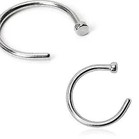 316L Surgical Steel Open Ended Nose Ring Half Hoop with Stopper