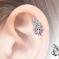 316L Surgical Steel Pink & White Shooting Star Ball Back Cartilage Ring