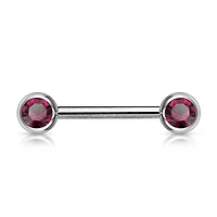 316L Surgical Steel Purple CZ Ball Gem Nipple Ring Barbell