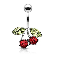 316L Surgical Steel Red Cherry Non-Dangle Stud Belly Ring